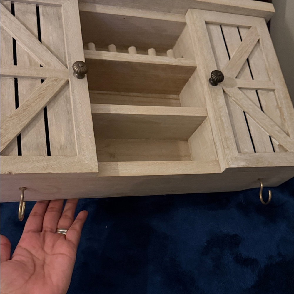 Rustic Wooden jewelry Cabinet with Shelves - Picture 5 of 9